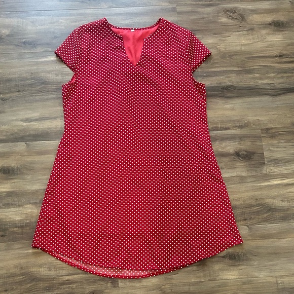 Red A-line V-neck Raglan Dress - Picture 5 of 5